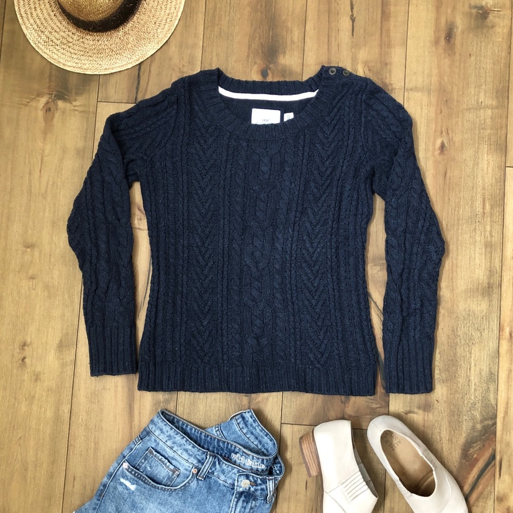 H&M L.O.G.G Navy Cable Sweater